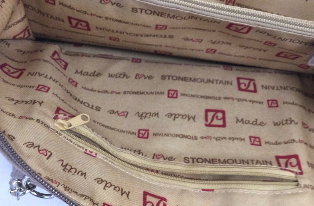 Stone Mountain USA Ladies Tan Embroidered Leather Handbag