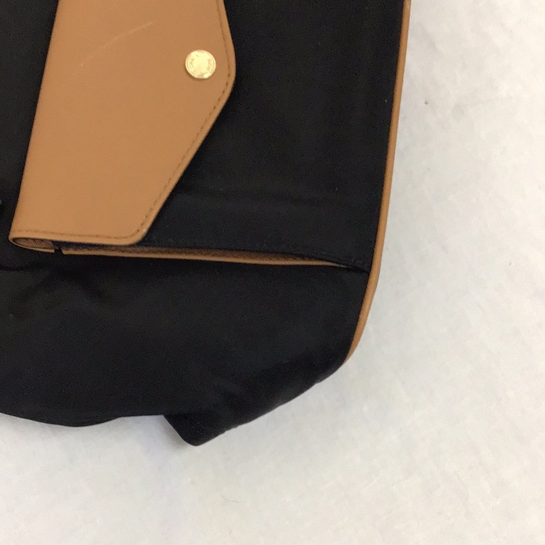 Michael Kors Ladies Black Nylon Leather Front Snap Pocket Medium Handbag