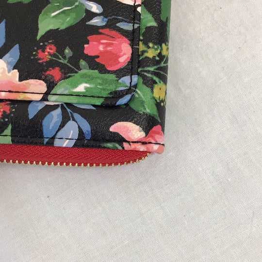 Ladies Black & Red Flower Printed Wallet