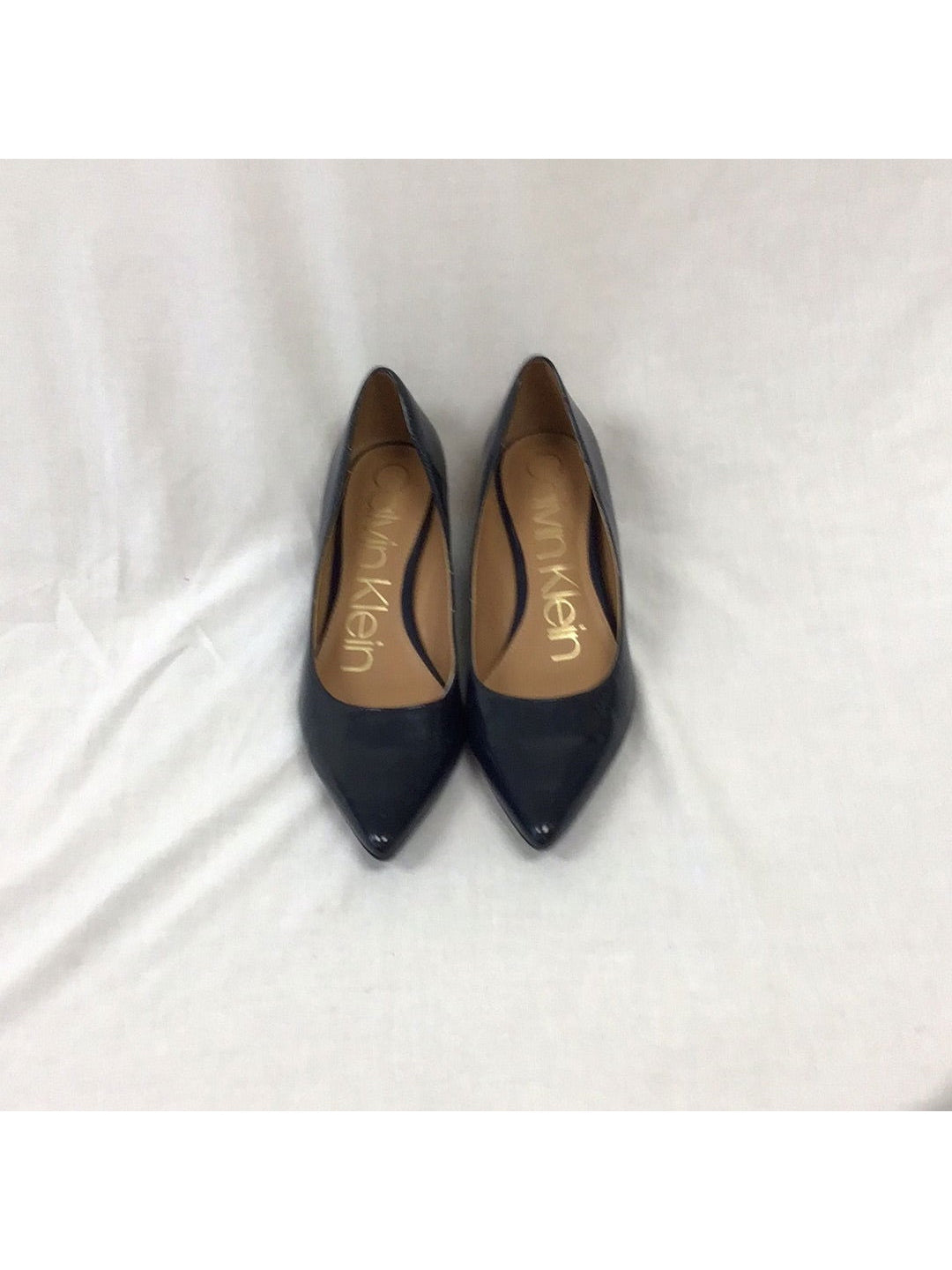 Women s Calvin Klein Dark Blue Leather Dress Shoes Size 8M