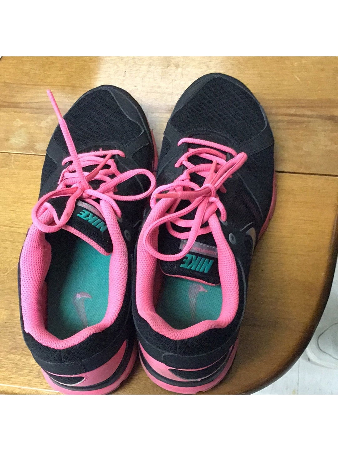 Women s Nike Teal Pink Lace Up Revolution 2 Running Shoes 9.5