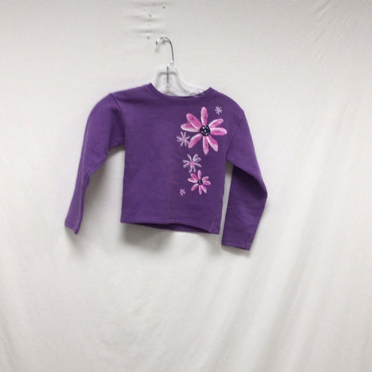 Hanes Premium Girls Purple Sweater With Flower Size 6/6x