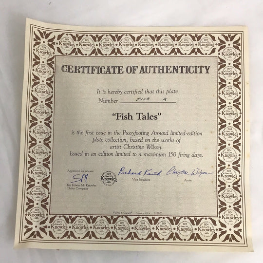 Knowles “Fish Tales”, Certificate #5113A