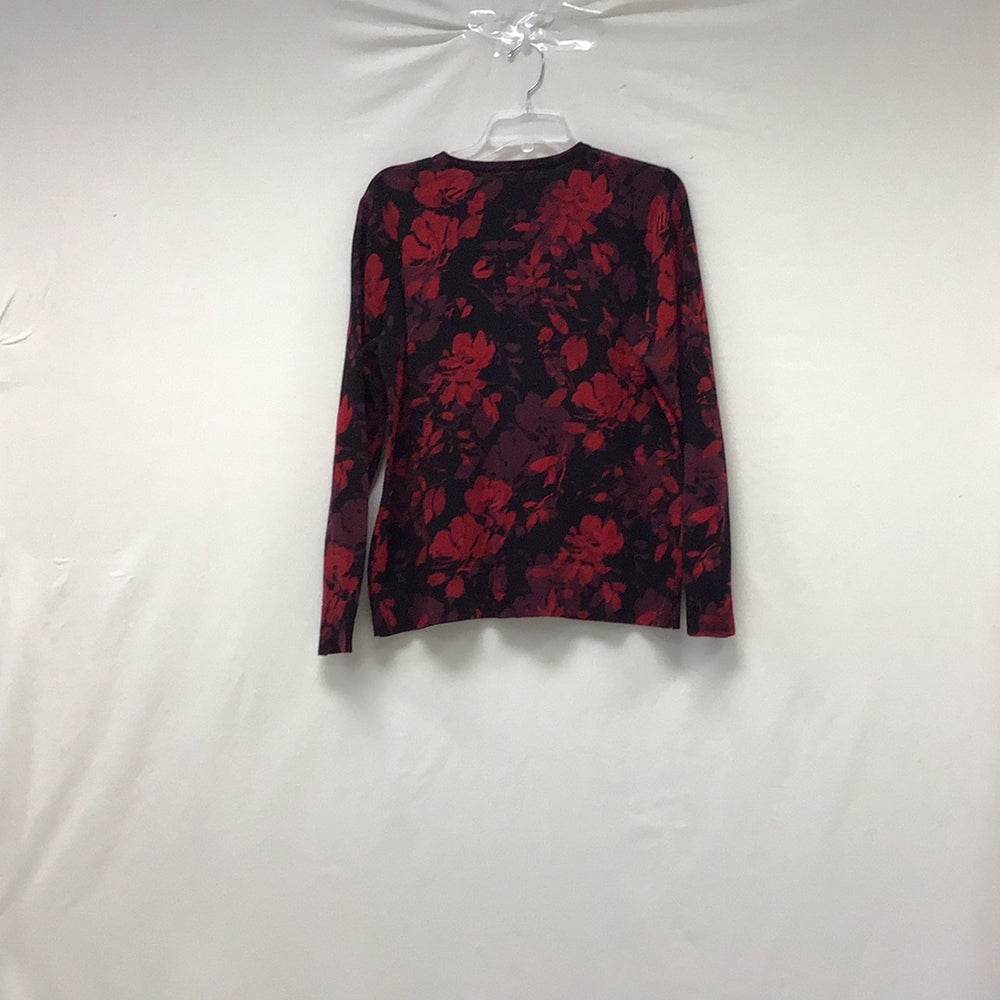 Croft & Barrow  Women's Long Sleeve T-Shirt   Floral Comfy Red