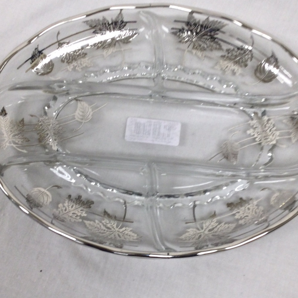 Wolferman's Leaf Printed Oval Serving Glass