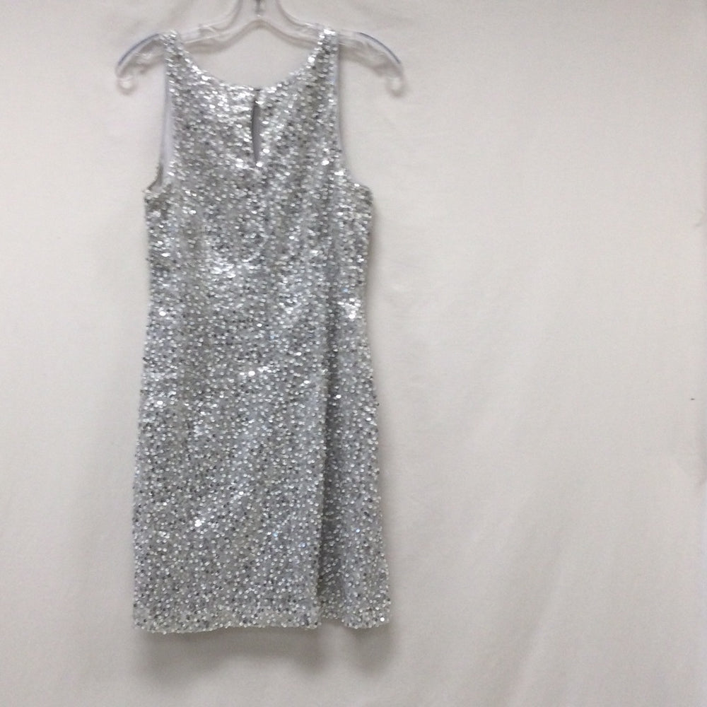 White House Black Market Women's Silver Shimmer Dress 10