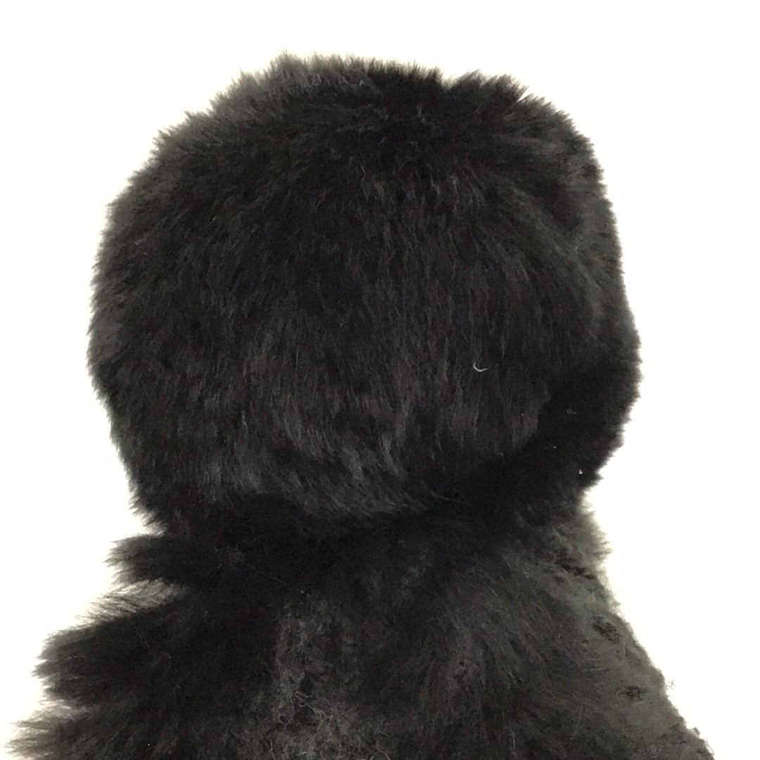 Sherry Cassin Real Fur Black Rabbit Pom Pom Winter Hat