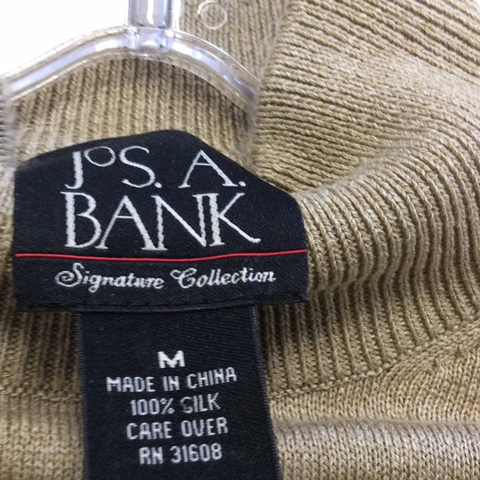 Jos A Bank Women's Tan Wool Long Sleeve Shirt  Neck Pullover Sweater