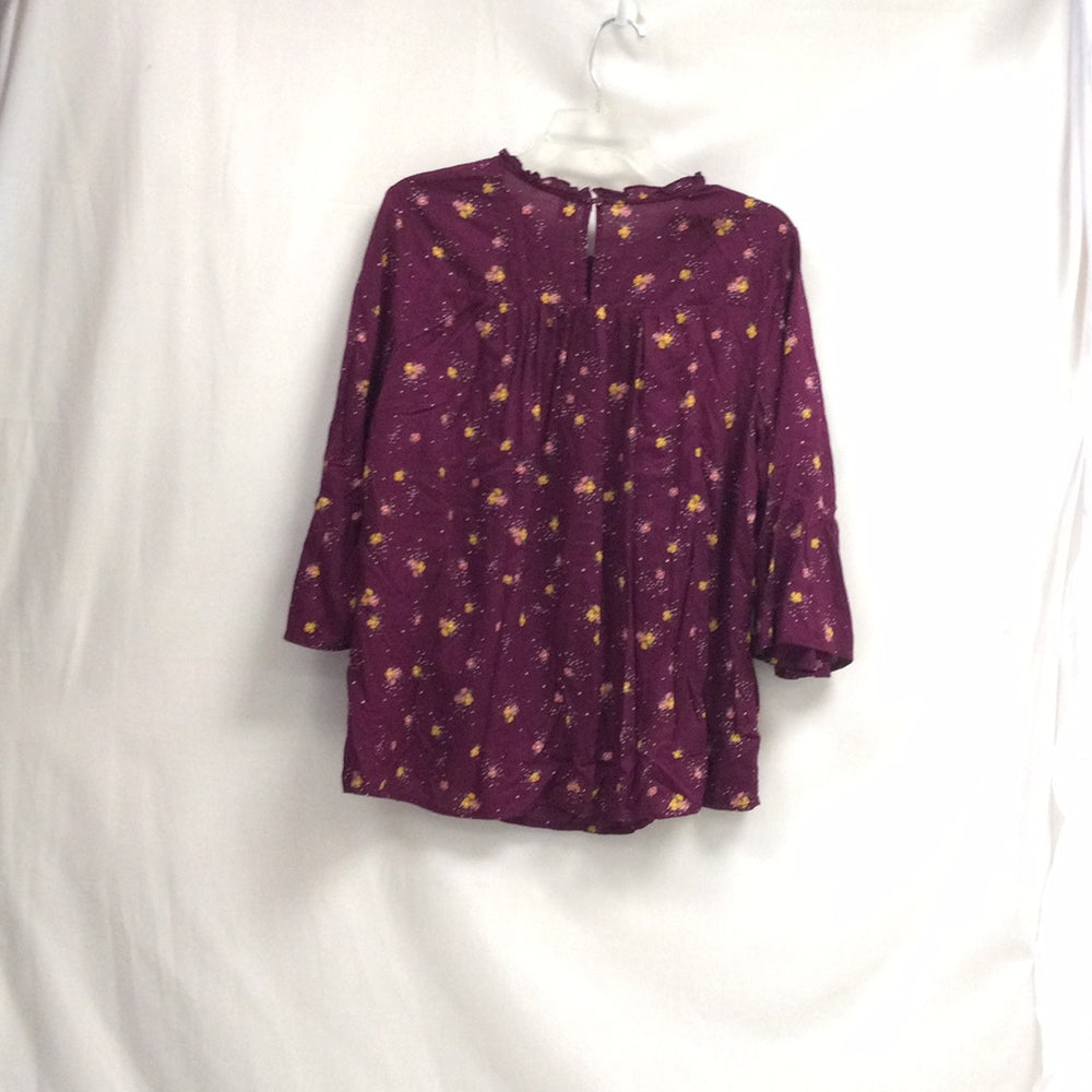 Old Navy Women Purple Floral Long Sleeve Shirt Size Large