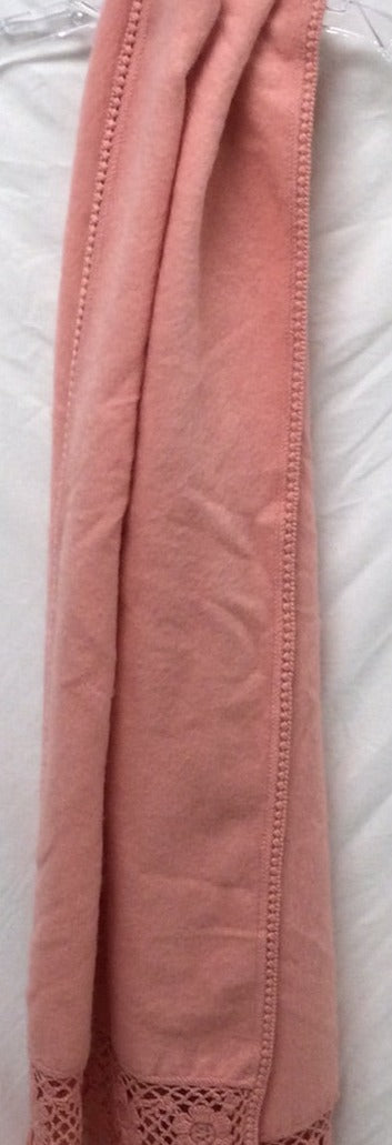 Alpaca Camargo Long Designer Alpaca Wool Fringe Scarf Pink