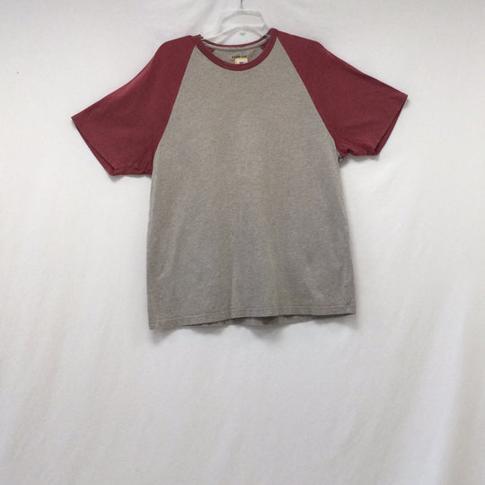 Express Women Tan & Red Short Sleeve Shirt Size Large
