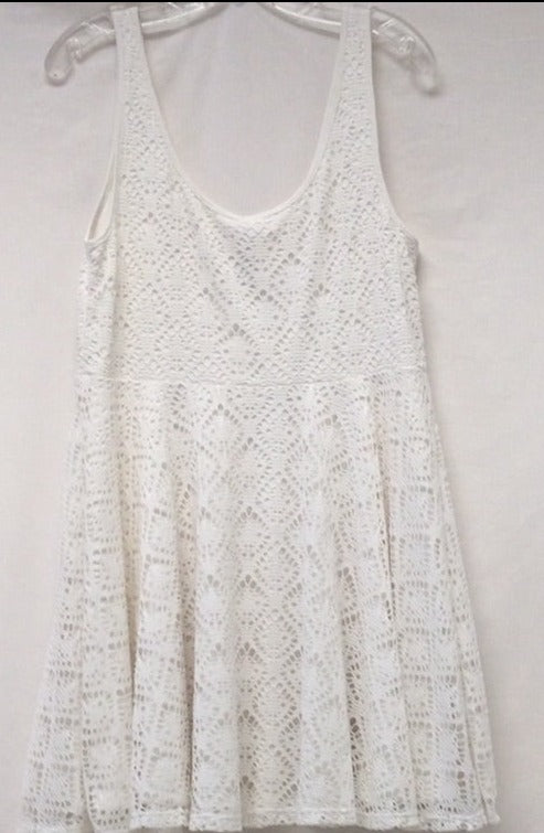 Aeropostale Women's White Crocheted Cotton Dress