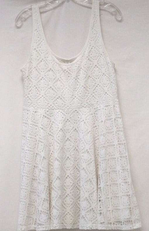 Aeropostale Women's White Crocheted Cotton Dress