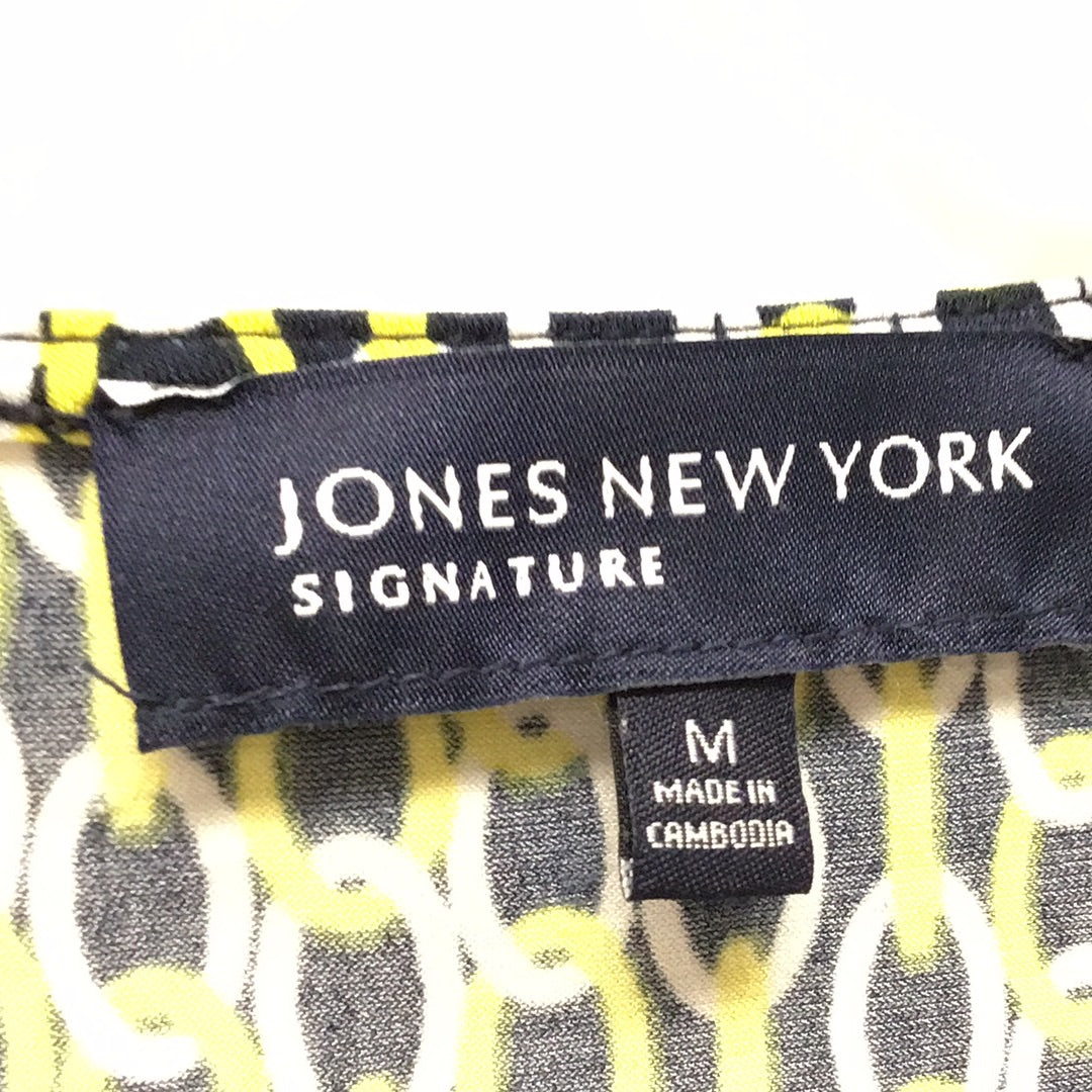 Jones New York Women Blue, Yellow, And White Sleeveless Shirt Size Medium