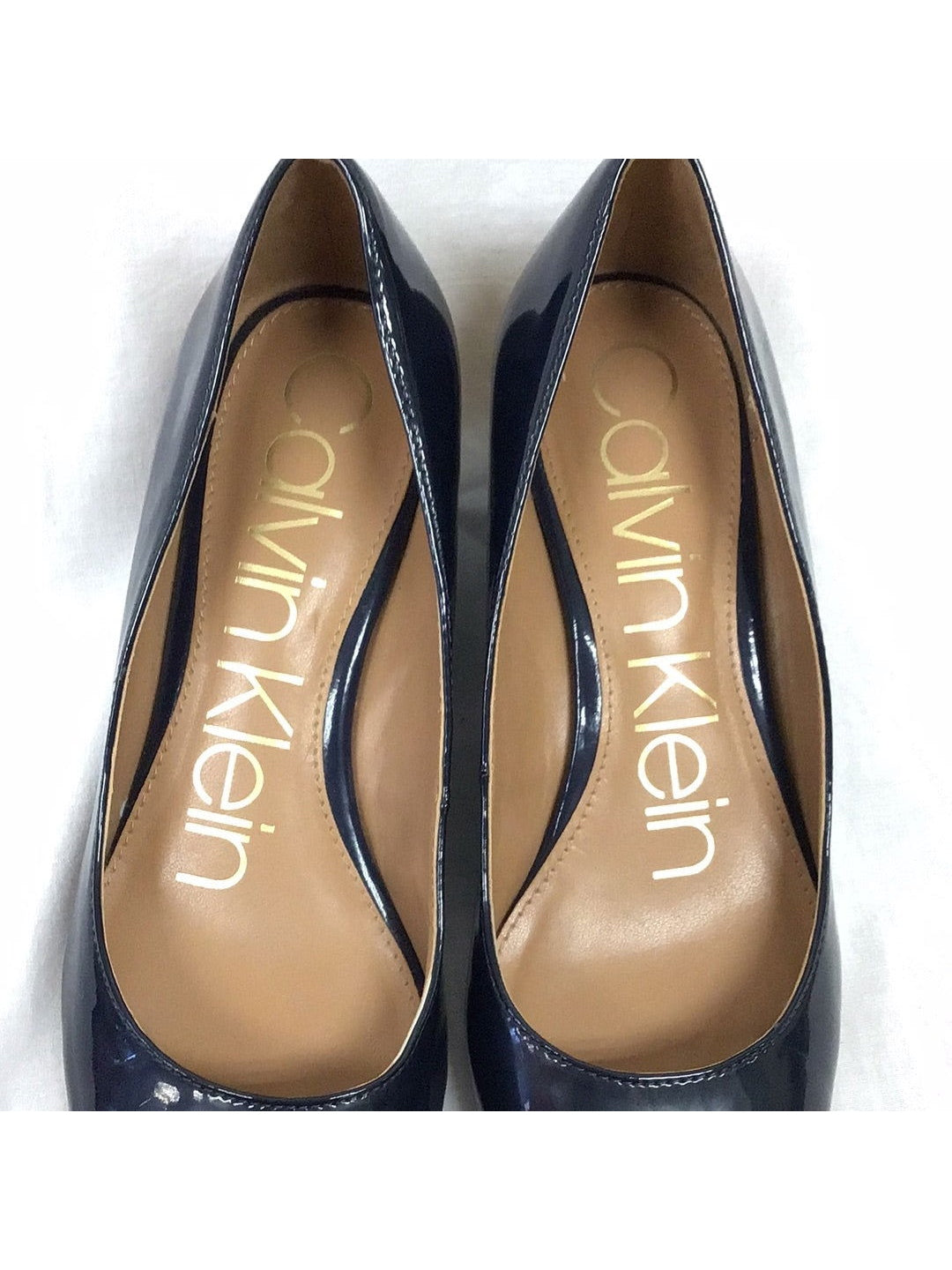Women s Calvin Klein Dark Blue Leather Dress Shoes Size 8M