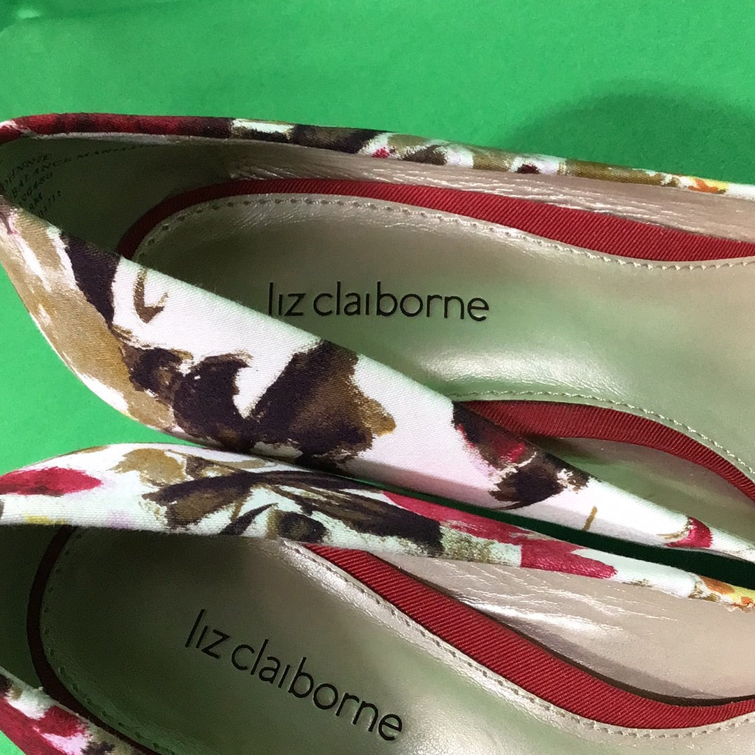 Liz Claiborne Ladies 8M Multi Color Red Flower High Heels - In Box