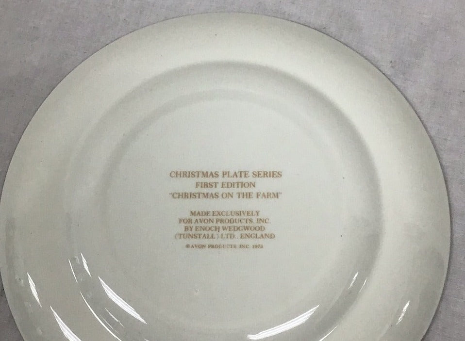 Avon Christmas Plate "Christmas On The Farm" 1973