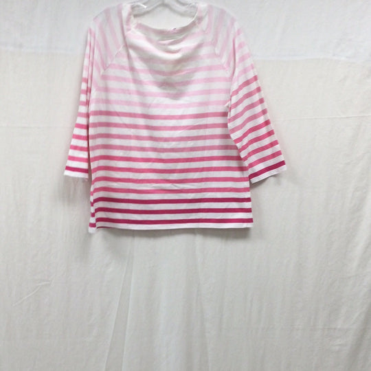 Talbots XL Pink & White Stripe Long Sleeve Casual Ladies Top