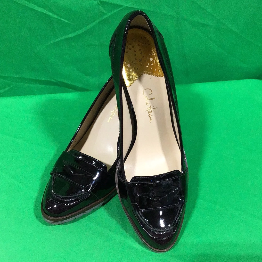Cole Haan Ladies Size 8B Dark Brown Patent Leather High Heel Shoes - In Box