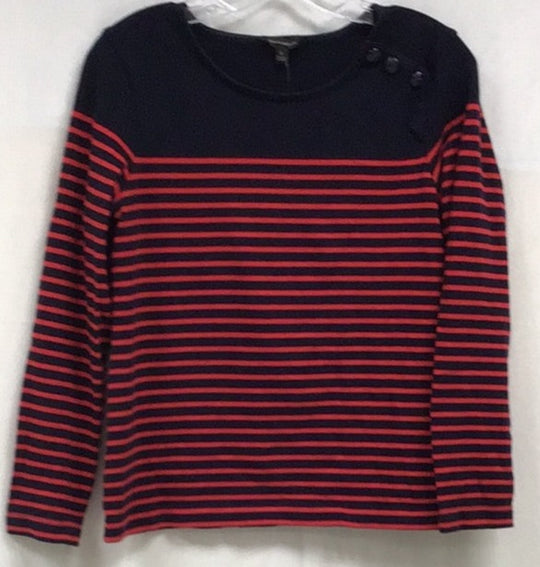 Banana Republic Women's Red and Black Striped Shirt Size Small