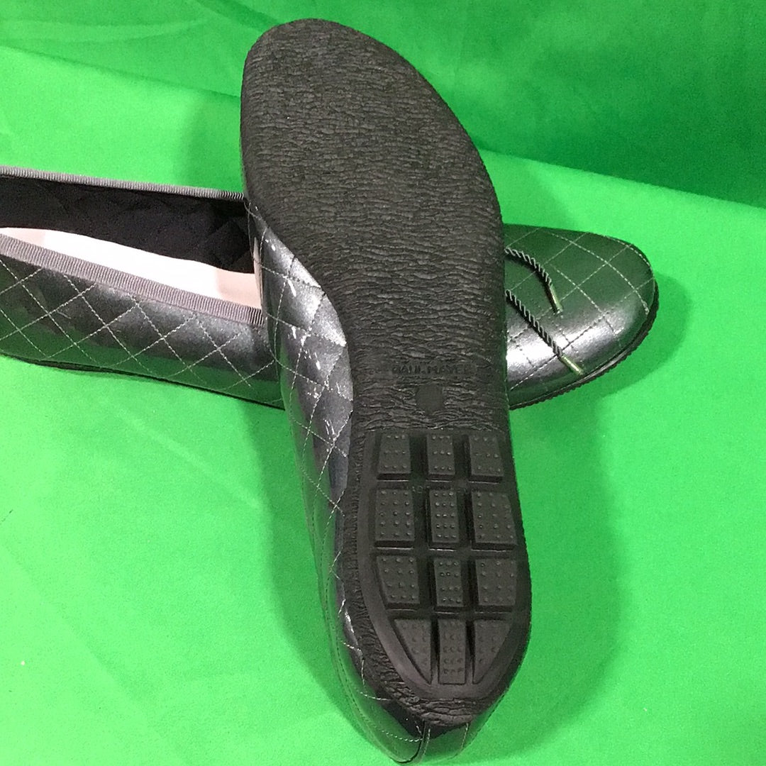 Paul Mayer Attitudes Crown Ladies Size 10 B Charcoal Dark Grey Quilted Ballet Flats Shoes - In Box