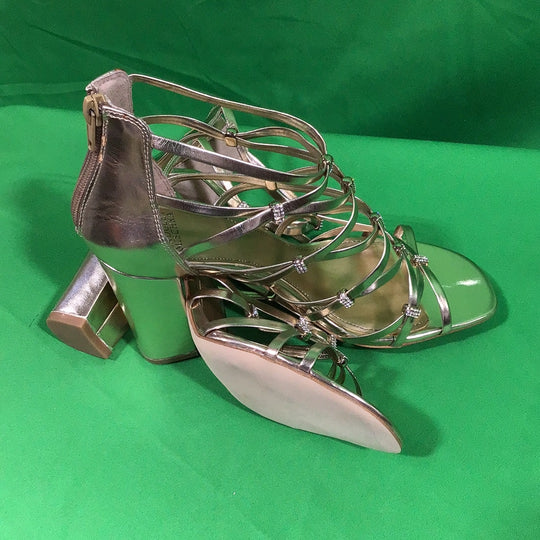 Belle Badgley Mischka Elisha Ladies 8 1/2 Gold Metallic High Heel Shoes - In Box