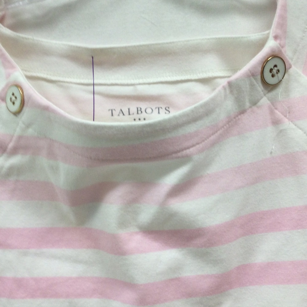 Talbots XL Pink & White Stripe Long Sleeve Casual Ladies Top