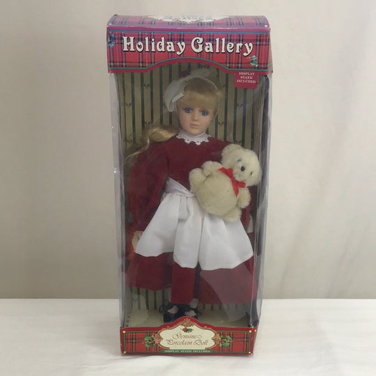 Holiday Gallery Collectibles Porcelain Doll HALLIE / Santa Work Bench Collectible Dolls