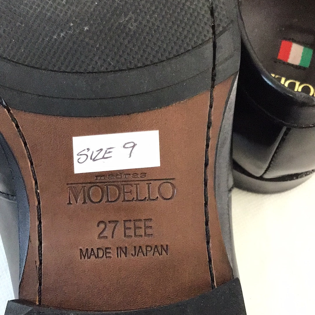 Black Madras Modello Men’s Slip-On Shoes-Size 9