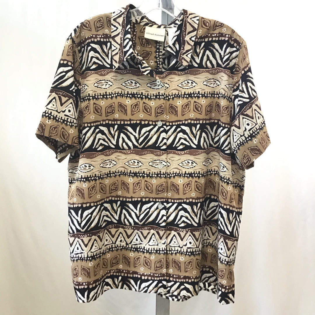 Safari Print Alfred Dunner Button Up- Size 16