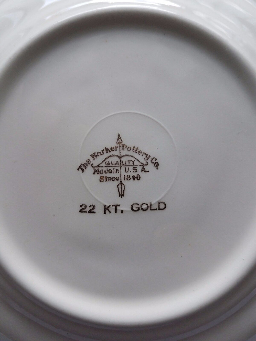 Vintage Harker Pottery 6 1/4" Courting Couple Plates. 22k Gold Trim. Set of 6.